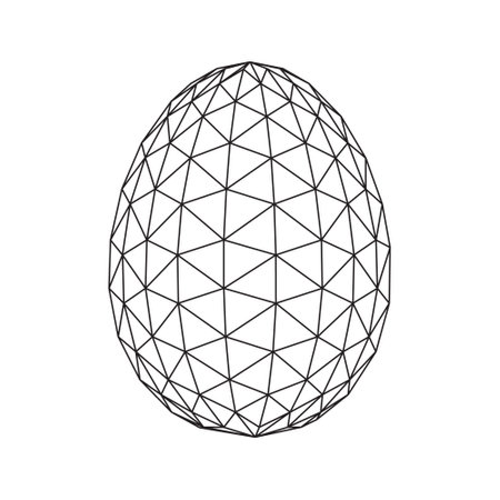 Low polygonal 3d egg structure in black lines on white background. Design element, vector illustration eps10のイラスト素材