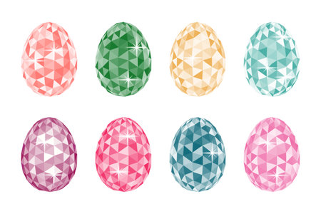 Set of gem colourful brilliant easter eggs isolated on white backgroundのイラスト素材