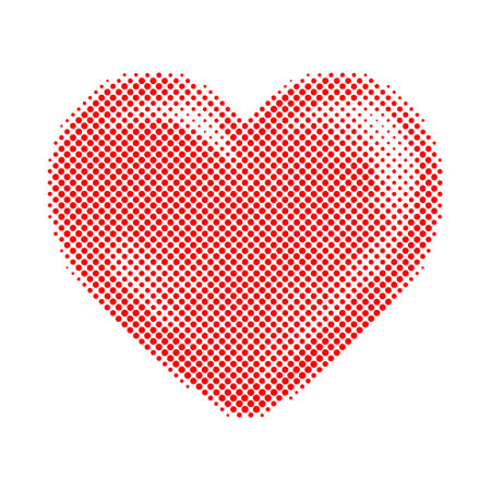 Red Heart, symbol of love made in newspaper dotted technic on white background, great for Valentines Day.のイラスト素材