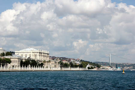 Dolmabahce palace from Bosporus, Istanbul, Turkeyの写真素材