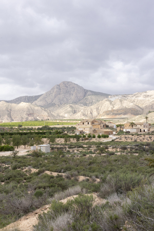Mountain Peak of the Sharp in La Murada, Orihuela, Spain. Mountain landscape with path. Hiking and healthy life.の写真素材