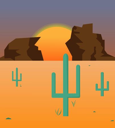 Illustration vector design of nature and landscape of desertのイラスト素材