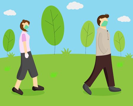 Illustration vector design of social distanceのイラスト素材