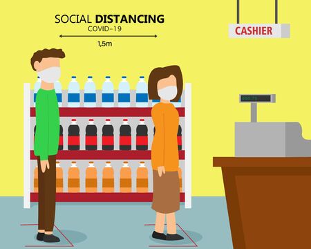 Illustration vector design of social distancingのイラスト素材