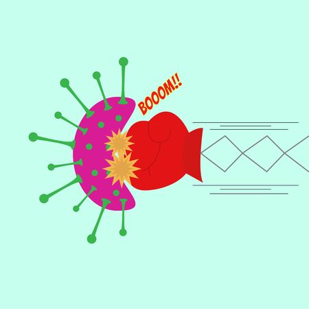 Illustration vector design of fighting the virus. Punching the virusのイラスト素材