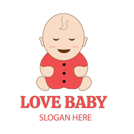 Illustration vector design of baby cartoon mascot template logo.のイラスト素材