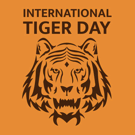 Illustration vector design of international tiger day. Only tiger's headのイラスト素材