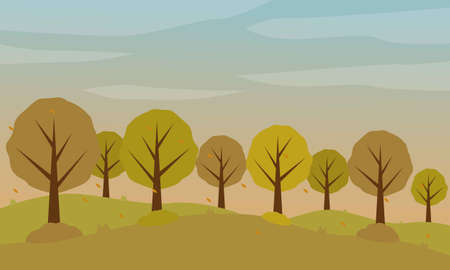 Illustration vector design of autumn landscapeのイラスト素材