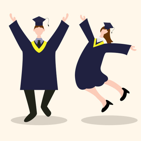Illustration vector design of male and female which celebrate graduationのイラスト素材