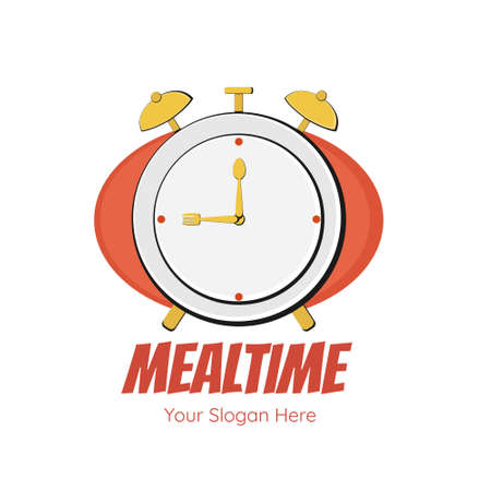 Illustration vector design of mealtime with using concept of alarm clock and cutleryのイラスト素材