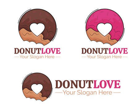 Illustration vector design of donut love logo template for your business or companyのイラスト素材