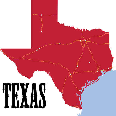 A Red Texas Boundary Mapのイラスト素材