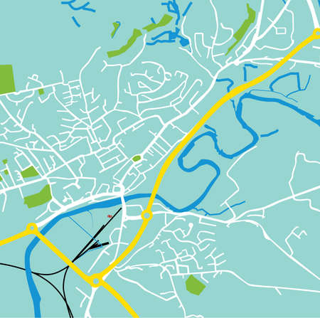 Carmarthen, Wales, Carmarthenshire, Street Map pantone 338