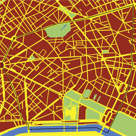Elysee Arrondissement, Red Abstract Street Planのイラスト素材