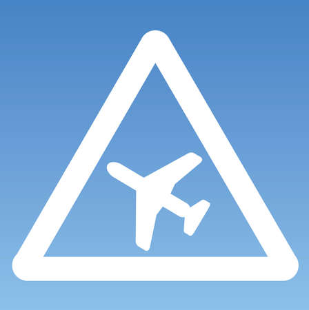 Low Flying Aircraft, White Triangle on Sky Background.のイラスト素材