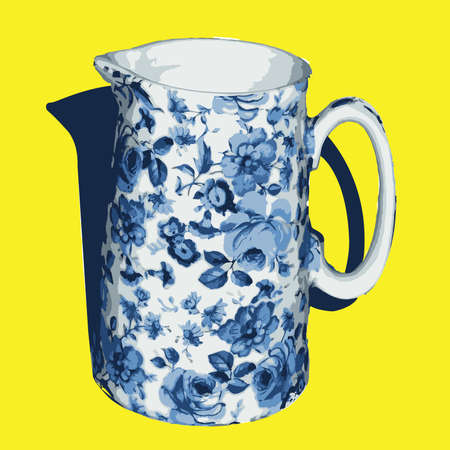 Vector Illustration Old Floral China Milk Jugのイラスト素材