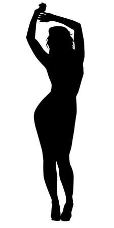 Attractive Leggy Lady Dancing Silhouette Vectorのイラスト素材