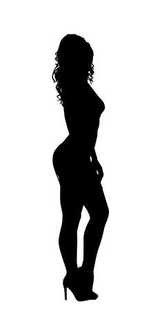 Attractive Leggy Lady Profile Silhouette Vectorのイラスト素材