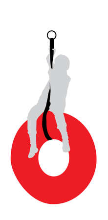 Chilld Swinging on Doughnut Vector Silhouetteのイラスト素材