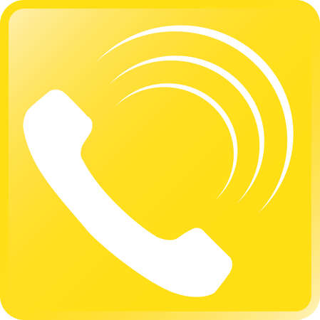Vector Telephone Icon-White on Yellowのイラスト素材