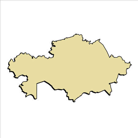 Kazakhstan Detailed Vector Illustration 3D Outline With Shadowのイラスト素材