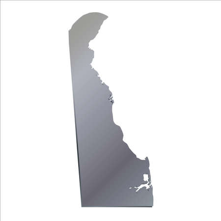 3D Delaware (USA) Aluminium outline map with shadowのイラスト素材