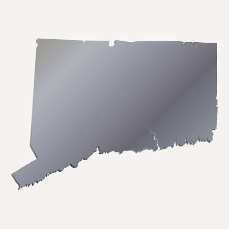 3D Connecticut (USA) Aluminium outline map with shadowのイラスト素材