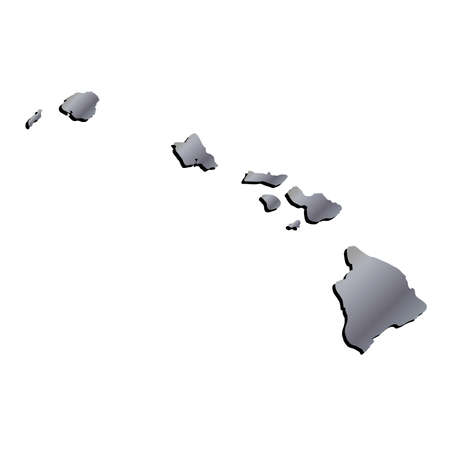 3D Hawaii, State USA Aluminium outline mapのイラスト素材