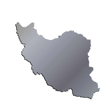 3D Iran Aluminium outline map with shadowのイラスト素材