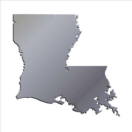 3D Louisiana (USA) Aluminium outline map with shadowのイラスト素材