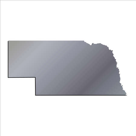 3D Nebraska (USA) Aluminium outline map with shadowのイラスト素材