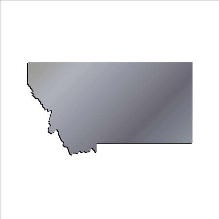 3D Montana (USA) Aluminium outline map with shadowのイラスト素材