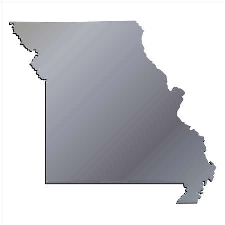 3D Missouri (USA) Aluminium outline map with shadowのイラスト素材