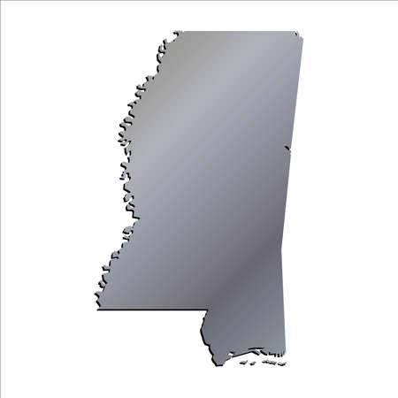 3D Mississippi (USA) Aluminium outline map with shadowのイラスト素材