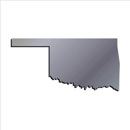 3D Oklahoma State Aluminium outline map with shadowのイラスト素材