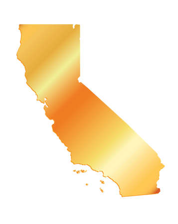 3D California (USA) Gold outline map with shadowのイラスト素材