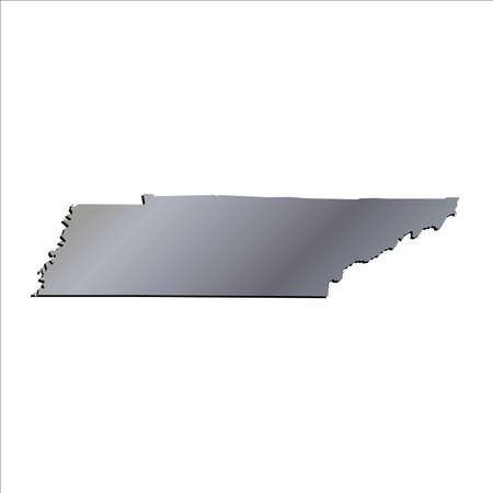 3D Tennessee (USA) Aluminium outline map with shadowのイラスト素材