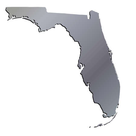 3D Florida (USA) Aluminium outline map with shadowのイラスト素材