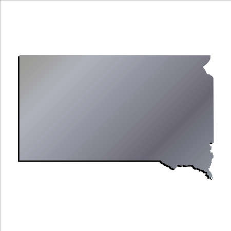 3D South Dakota State Aluminium outline map with shadowのイラスト素材