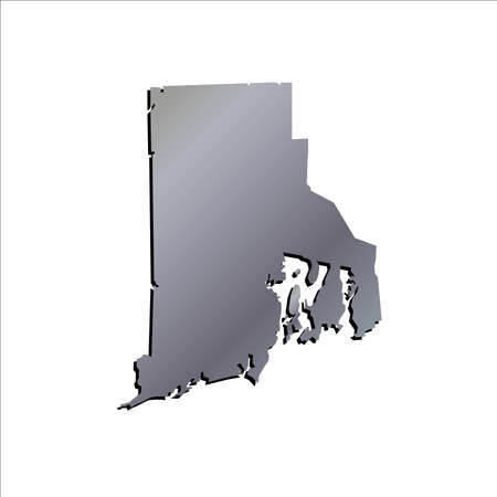 3D Rhode Island (USA) Aluminium outline map with shadowのイラスト素材