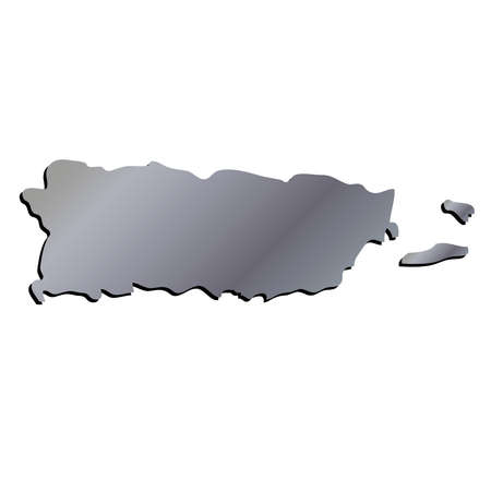 3D Puerto Rico Aluminium outline map with shadowのイラスト素材