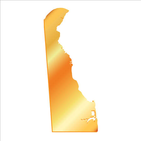 3D Delaware (USA) Gold outline map with shadowのイラスト素材