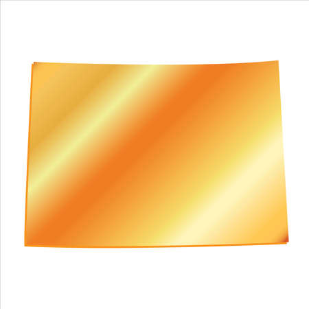 3D Colorado (USA) Gold outline map with shadowのイラスト素材