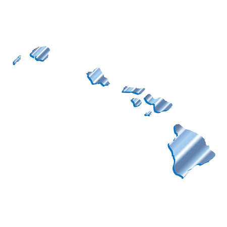 3D Hawaii, State USA Iridium Blue outline mapのイラスト素材