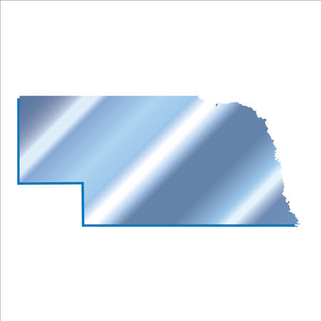 3D Nebraska (USA) Iridium Blue map with shadowのイラスト素材
