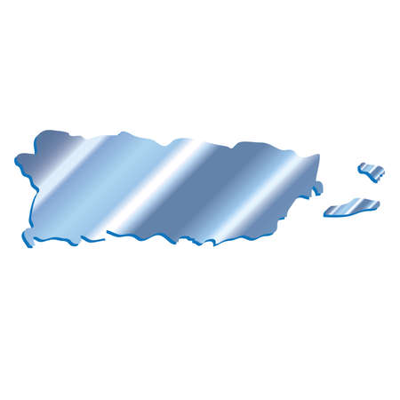 3D Puerto Rico Iridium Blue outline map with shadowのイラスト素材