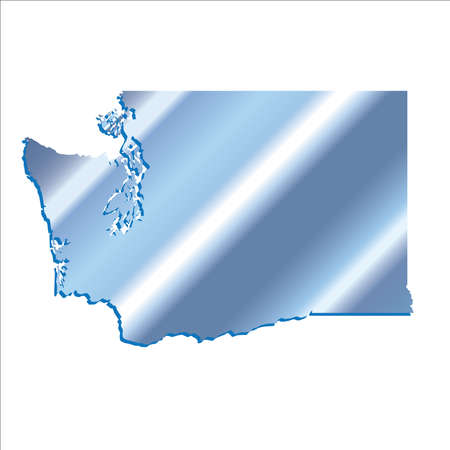 3D Washington (USA) Iridium Blue outline map with shadowのイラスト素材