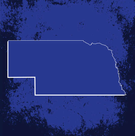3D Nebraska (USA) Grunge Blueprint map with shadowのイラスト素材