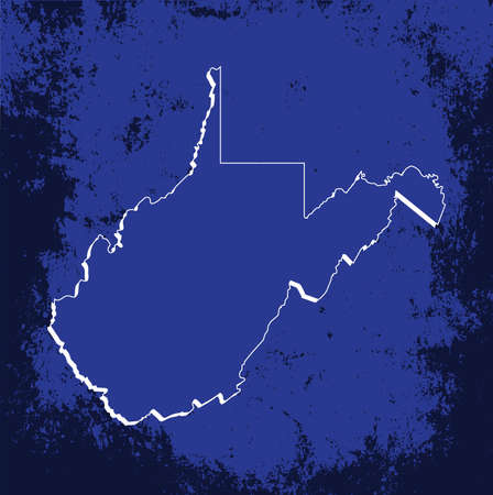 3D West Virginia (USA) Blueprint Grunge outline map with shadowのイラスト素材