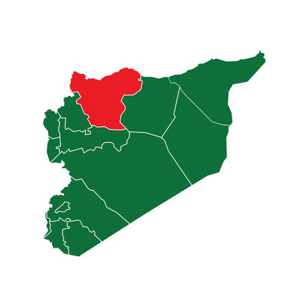 Syria State Boundaries Map Green & Redのイラスト素材